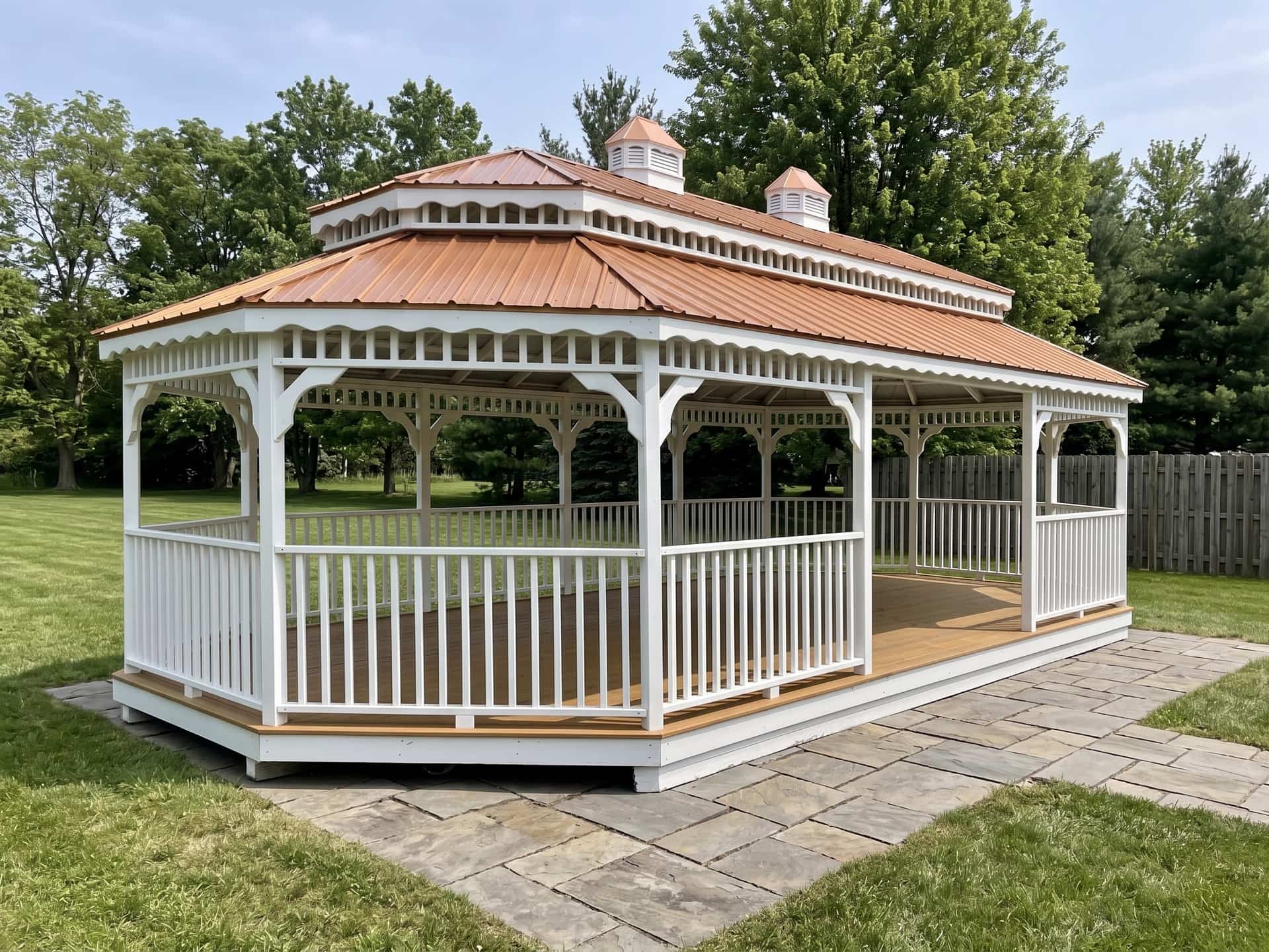 Amish-built large double-roof gazebo on a Michigan property